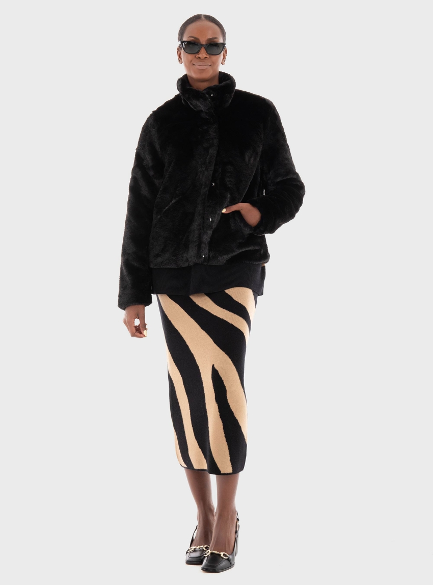 Only Newvida Faux Fur Jacket - Black