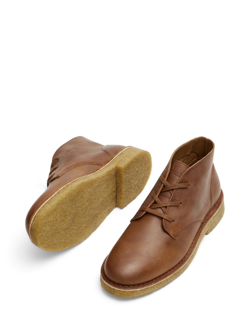 Selected Ricco Leather Chukka Boots - Light Brown