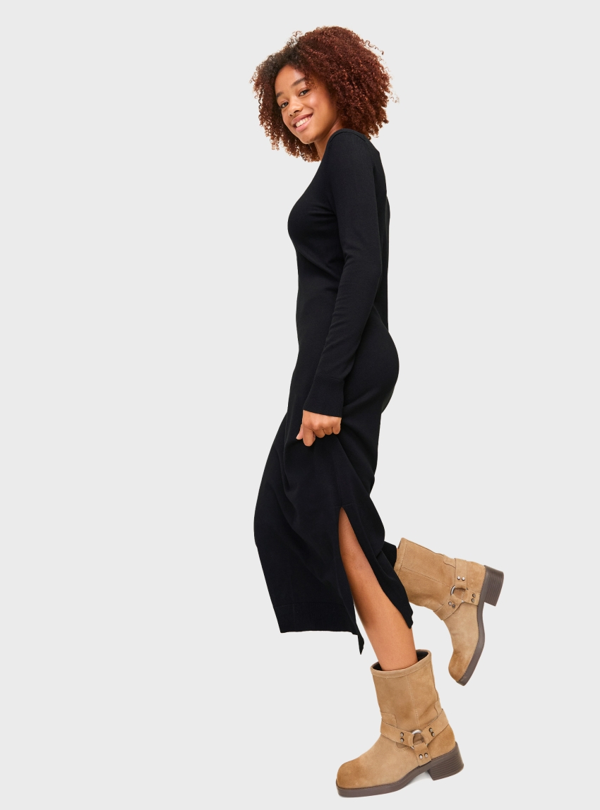 JJXX Marilyn Comfy Crew Neck Knitted Dress - Black