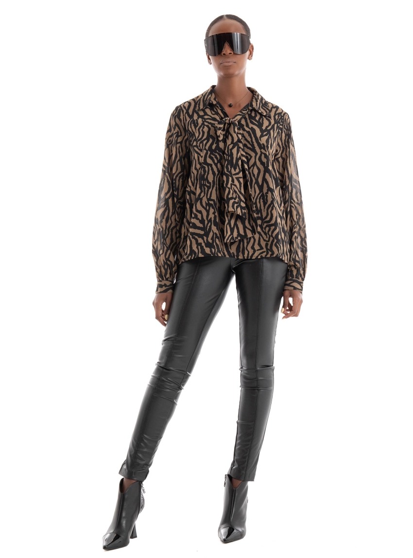 Only Star Tyla Bow Shirt - Animal Print