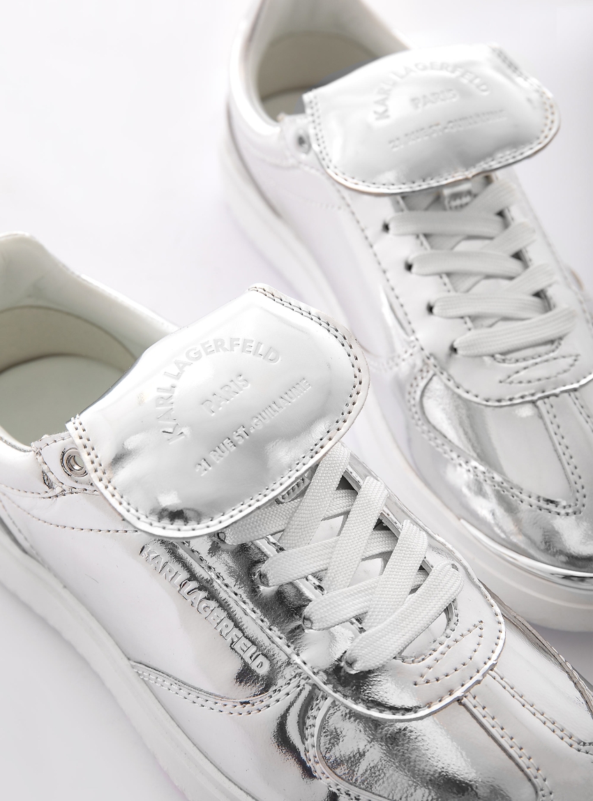 Karl Lagerfeld Lo Lace Leather Sneakers - Silver