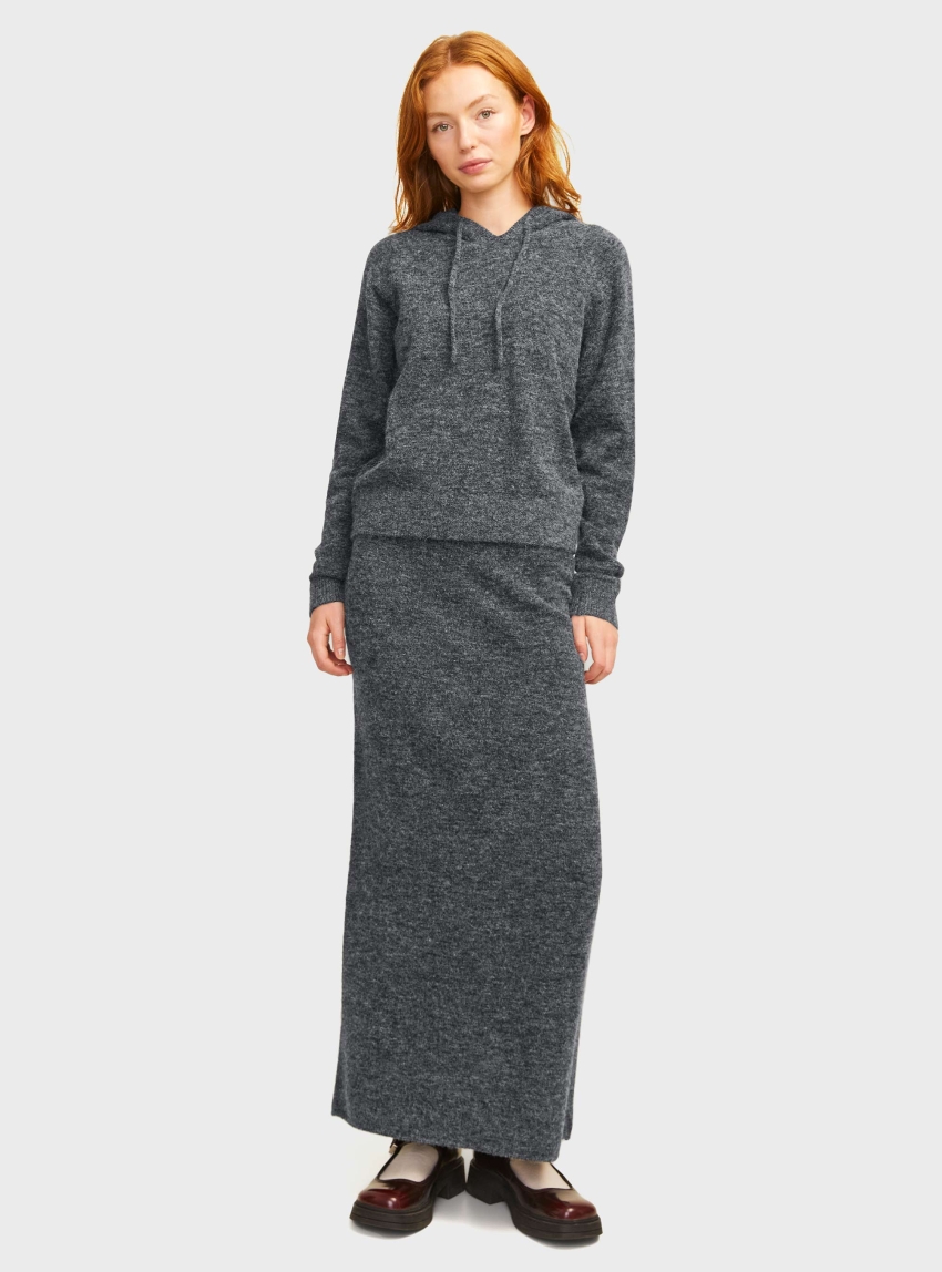 JJXX Evi Knitted Hoodie - Dark Grey Melange