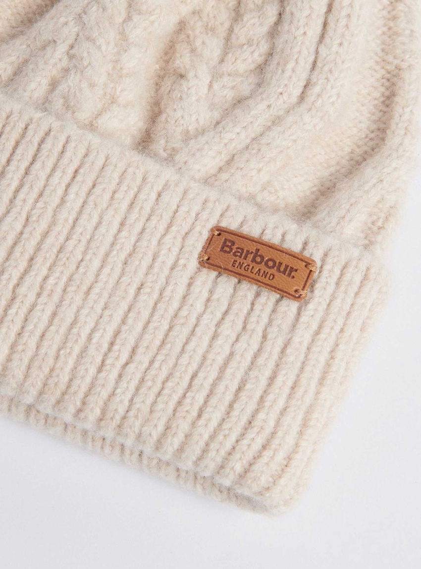 Barbour Elsdon Cable-Knit Beanie - Ecru