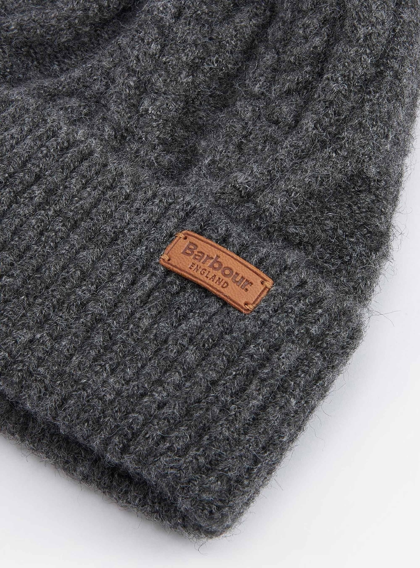 Barbour Elsdon Cable-Knit Beanie - Grey