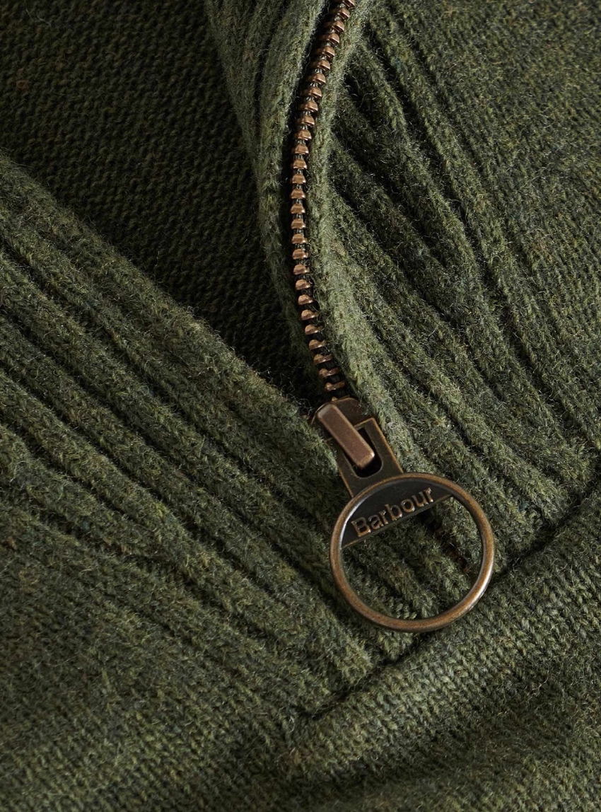 Barbour Essential Lambswool Half Zip Jumper - Olive 