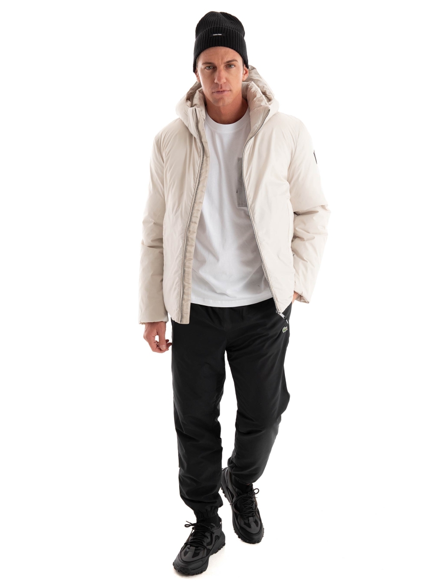Calvin Klein Non Quilt Padded Hooded Jacket - Beige