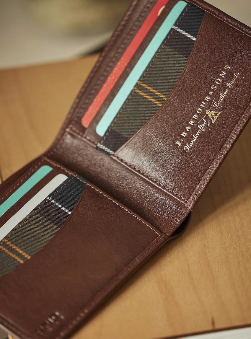Barbour Colwell Leather Billfold Wallet - Brown