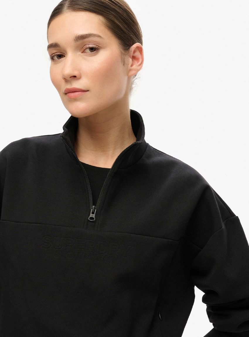 Superdry Sport Tech Relaxed Half Zip Sweater - Black
