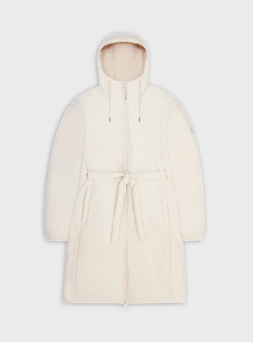Rains Lohja Long Insulated Curve Jacket - Ecru