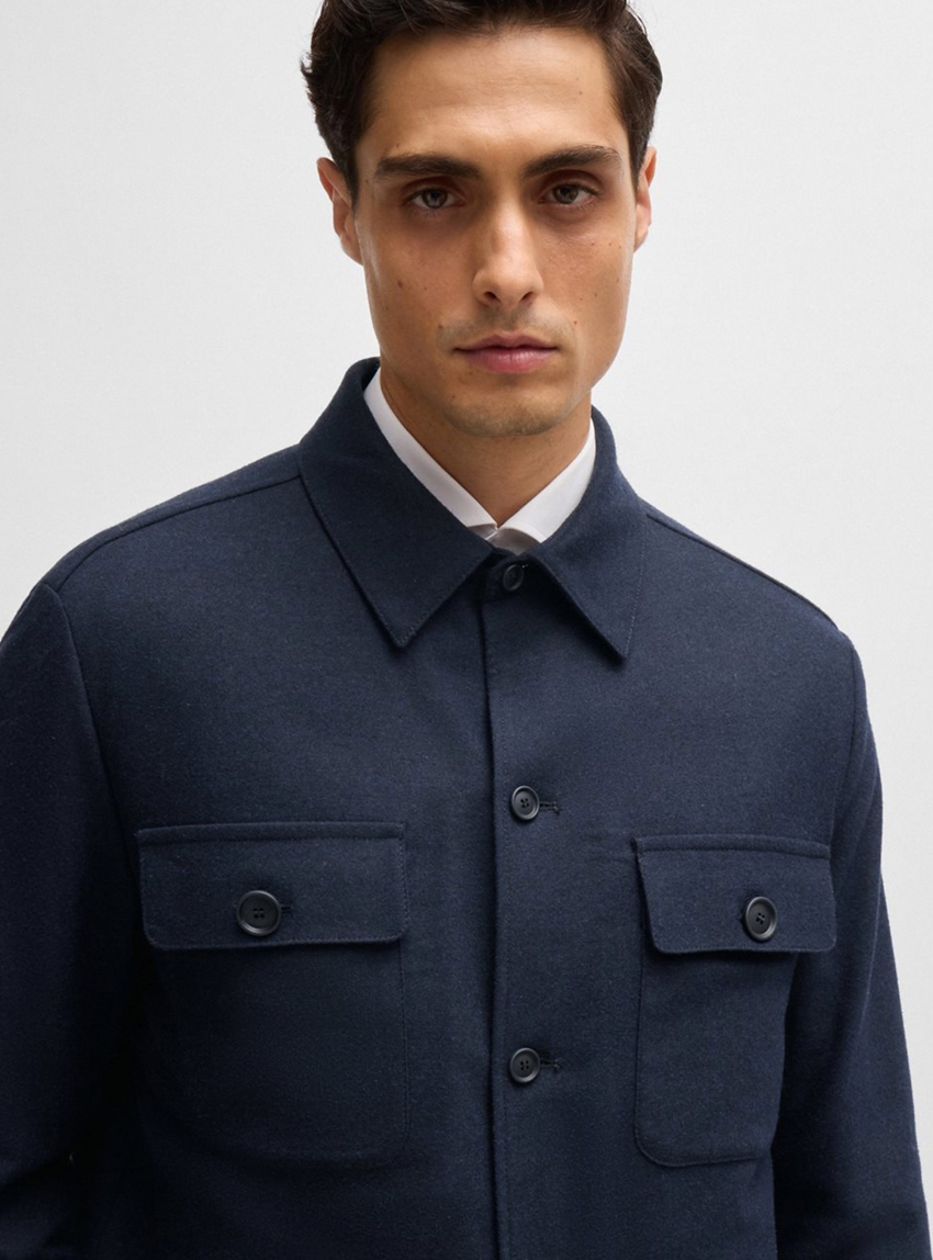 BOSS Relaxed Fit Padded Overshirt P-Carper-OS-Inpad244 - Blue