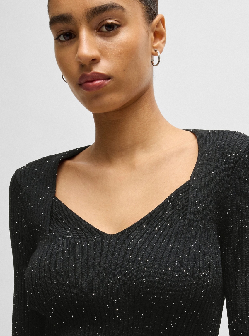 BOSS Sequined Knit Ferim - Black