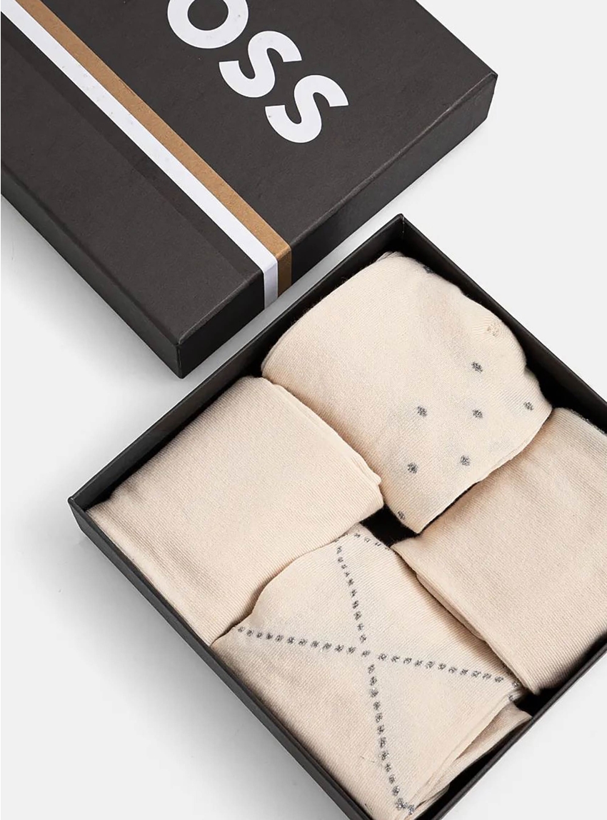 BOSS Gift-Boxed Four Pack Socks 4P RS Gift Set CC W - Off White