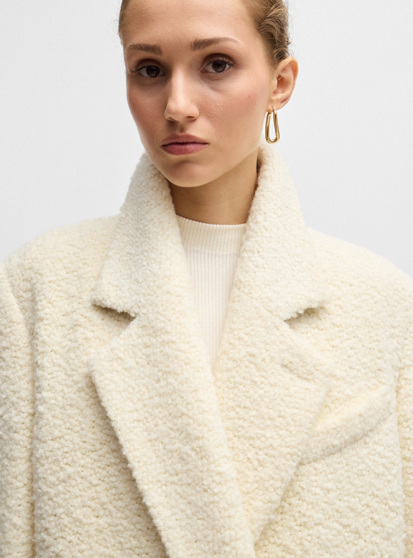 BOSS Long Coat Cadensi - Ecru