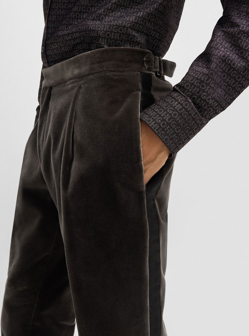 HUGO Slim Fit Velvet Trousers Getlin242E1X - Grey