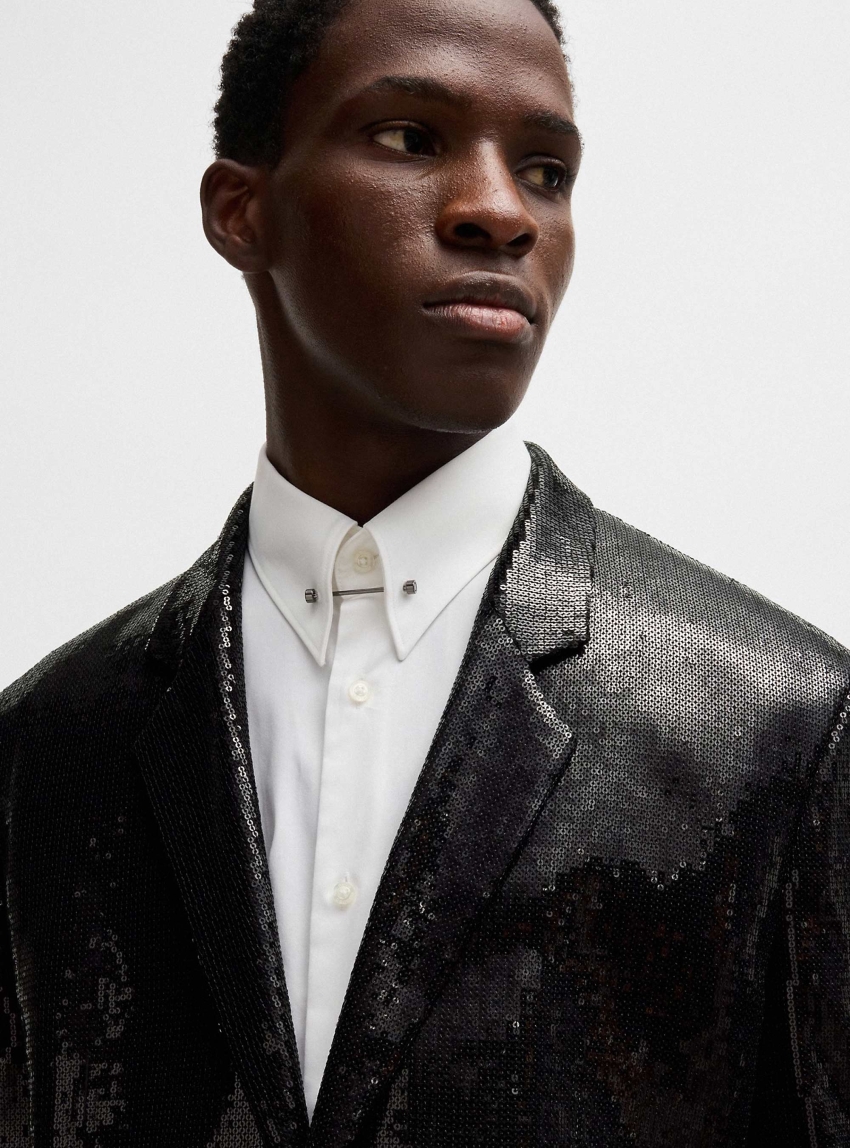 HUGO Modern Fit Sequins Blazer Karlo244E2J - Black