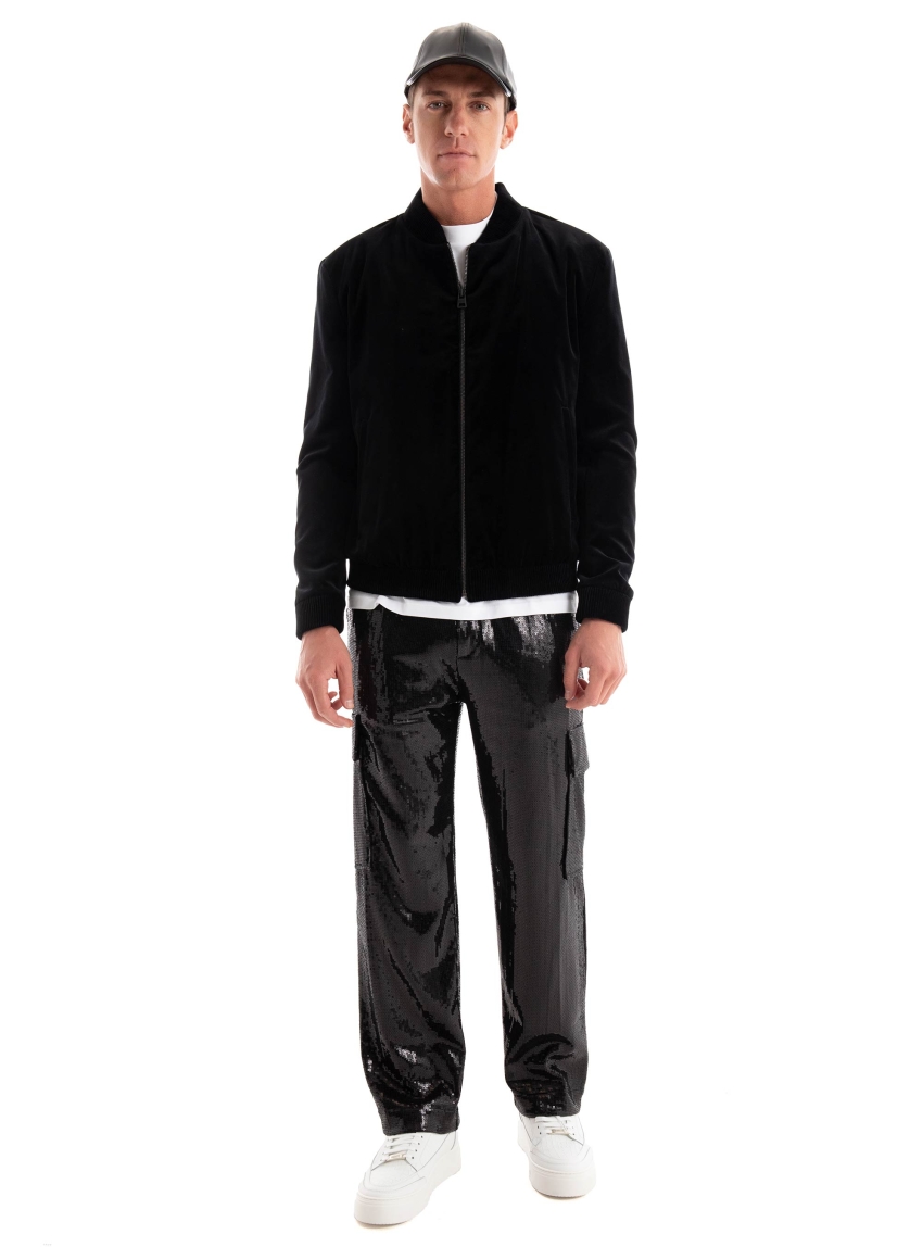HUGO Regular Fit Sequins Trousers Grady244 - Black