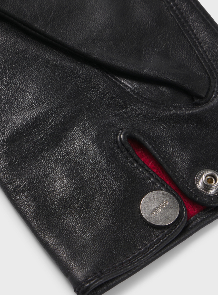 HUGO Leather Gloves Jaan - Black