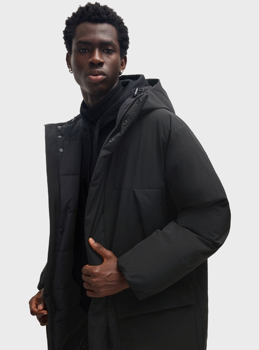 HUGO Water-Repellent Long Jacket Mandev2441 - Black