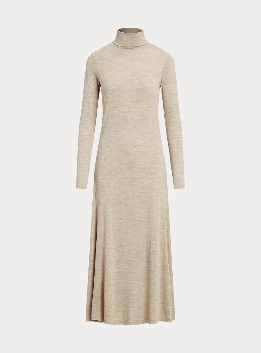 Polo Ralph Lauren Wool-Blend Roll Neck Dress - Beige