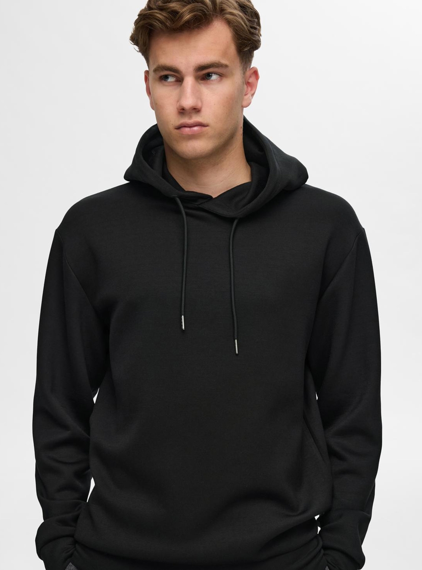Selected Emanuel Soft Hood Sweat Noos - Black