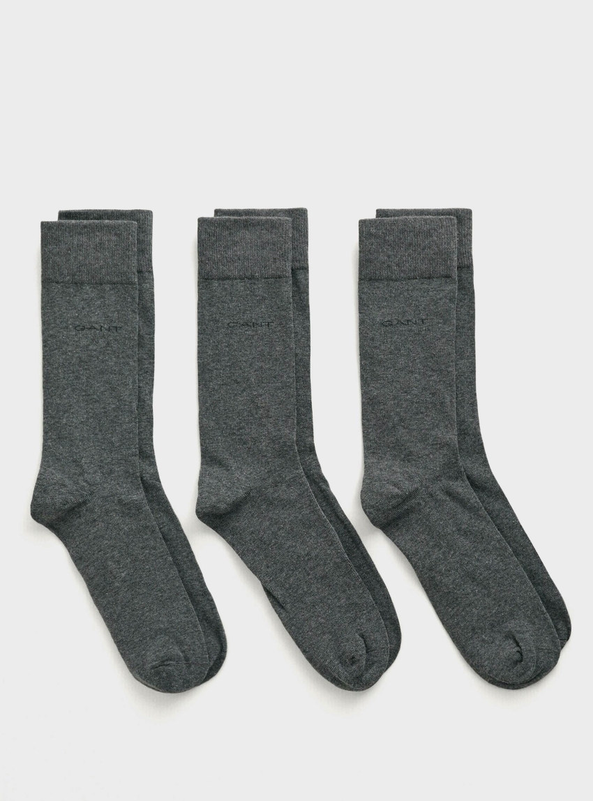 Gant 3-Pack Soft Cotton Socks - Charcoal