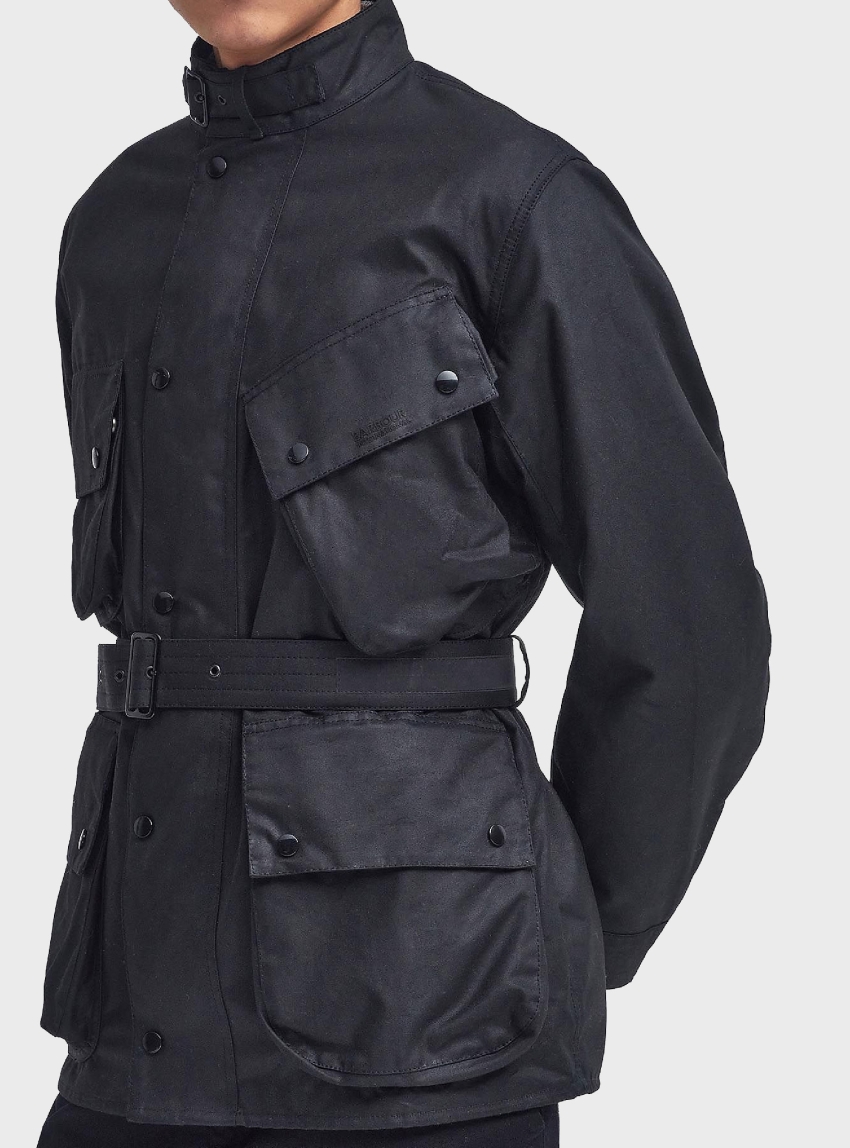Barbour International Reflective A7 Wax Jacket - Black