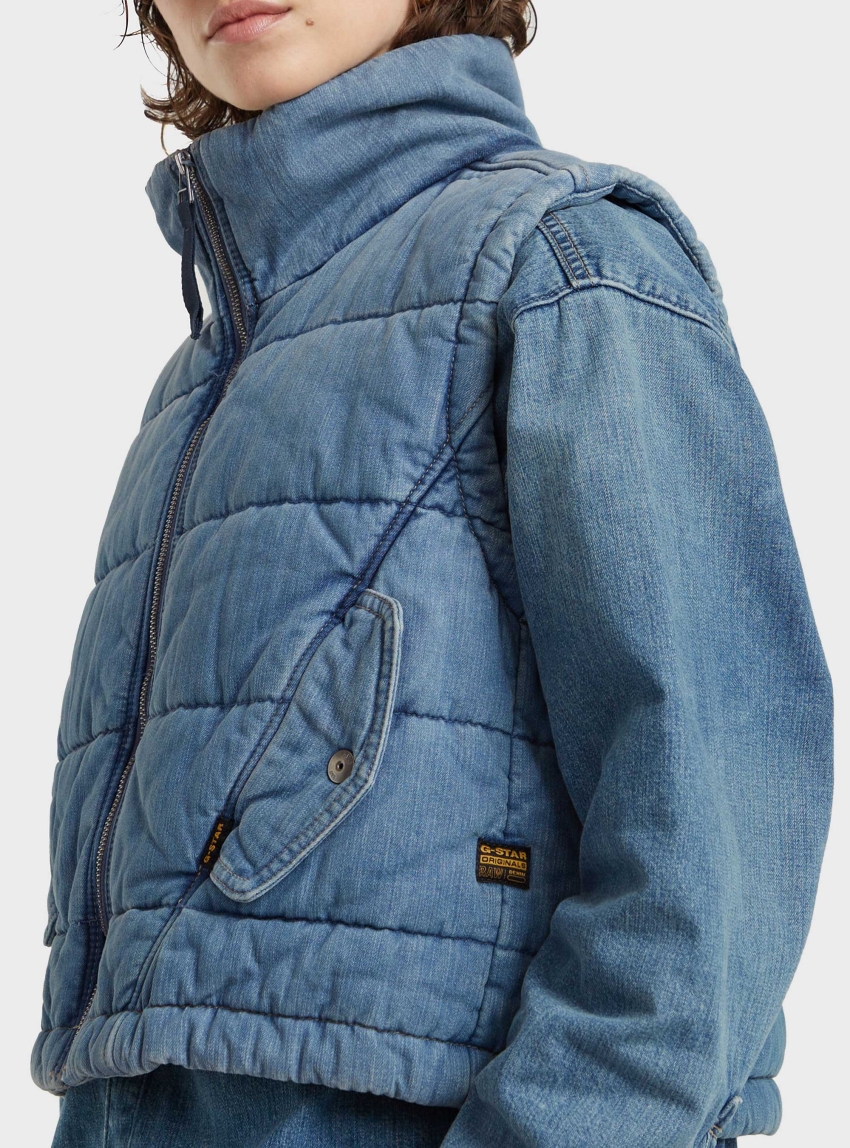 G-Star Padded Mae Vest - Medium Aged Denim