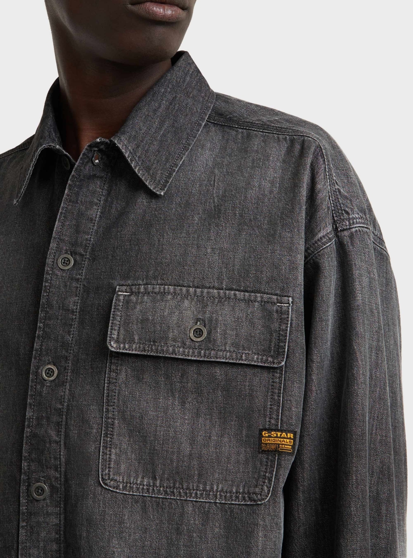 G-Star Boxy Fit Flap Pocket Shirt - Washed Black