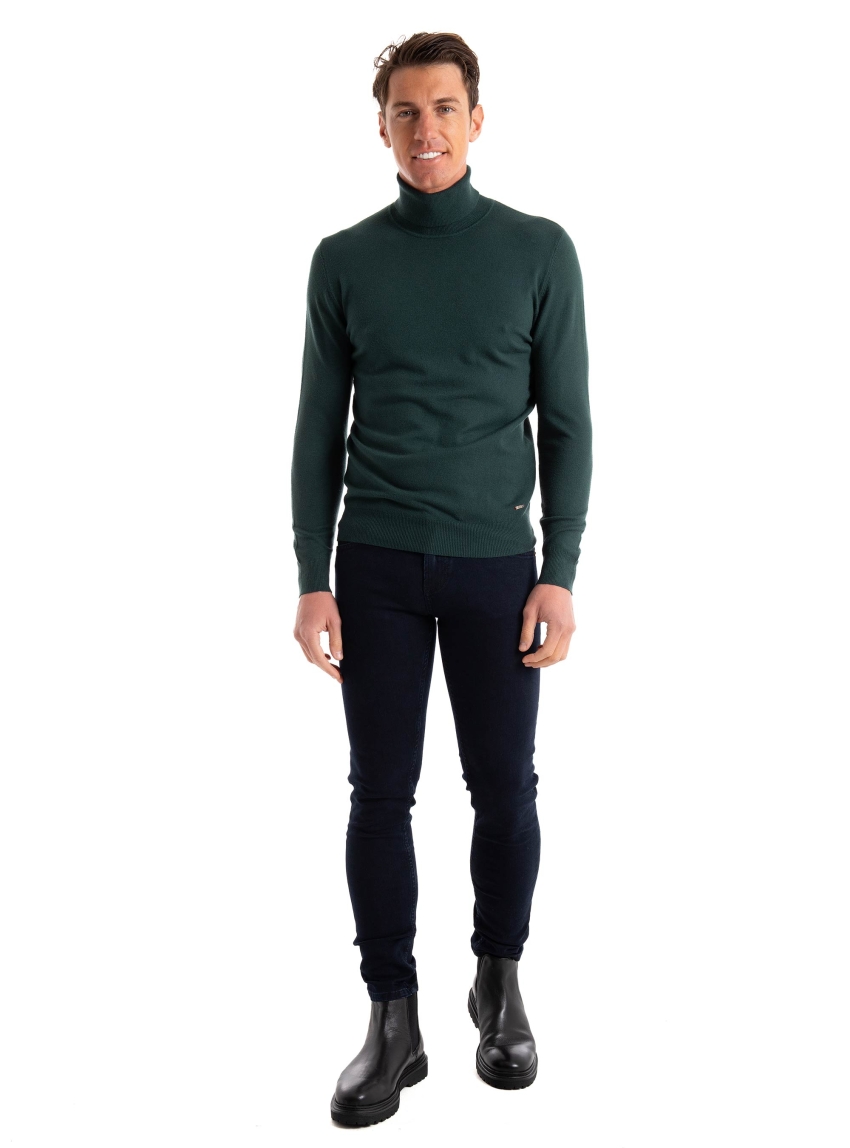 Gianni Lupo Roll Neck Knit - Dark Green