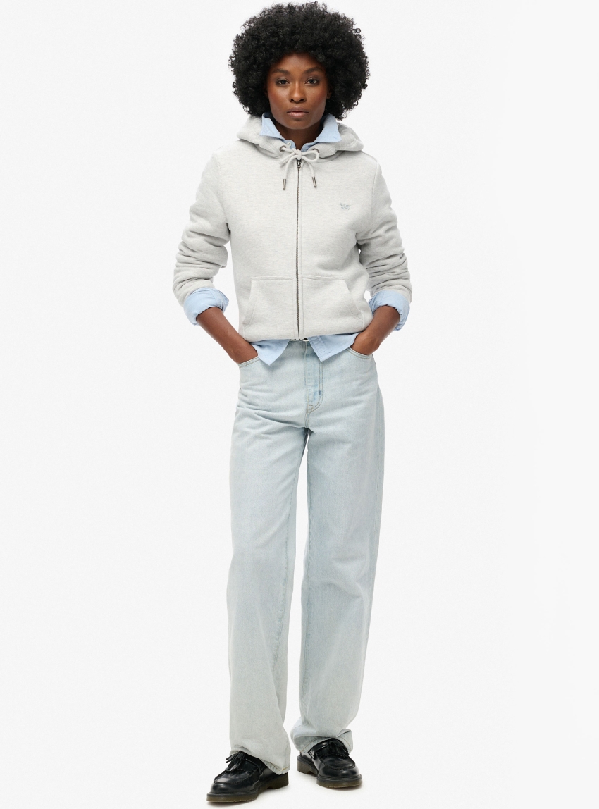 Superdry  Borg Lined Zip Hoodie - Grey Melange