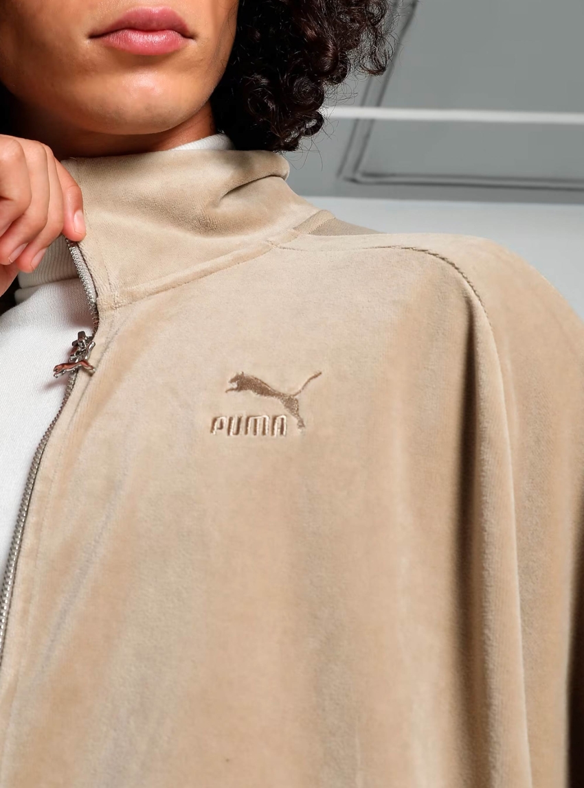 Puma T7 Oversized Velour Track Jacket - Beige