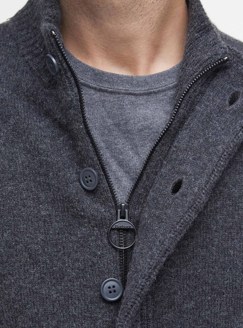 Barbour Essential Patch Zip Through Jumper - Charcoal