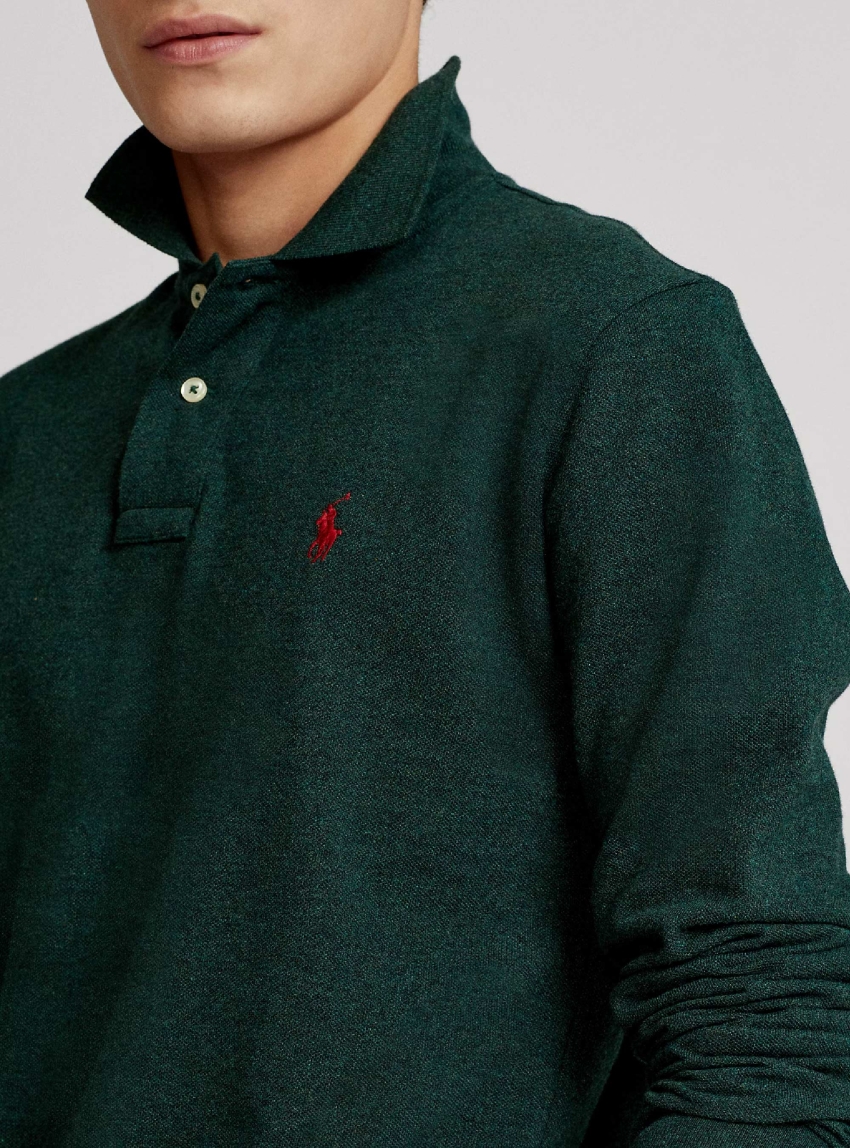 Polo Ralph Lauren Slim Fit Mesh Long-Sleeve Polo Shirt - Pine Green