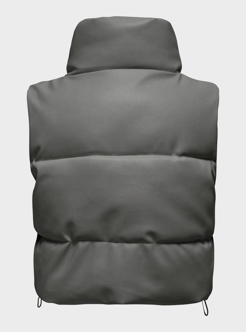 Only Elsie Faux Leather Waistcoat - Grey