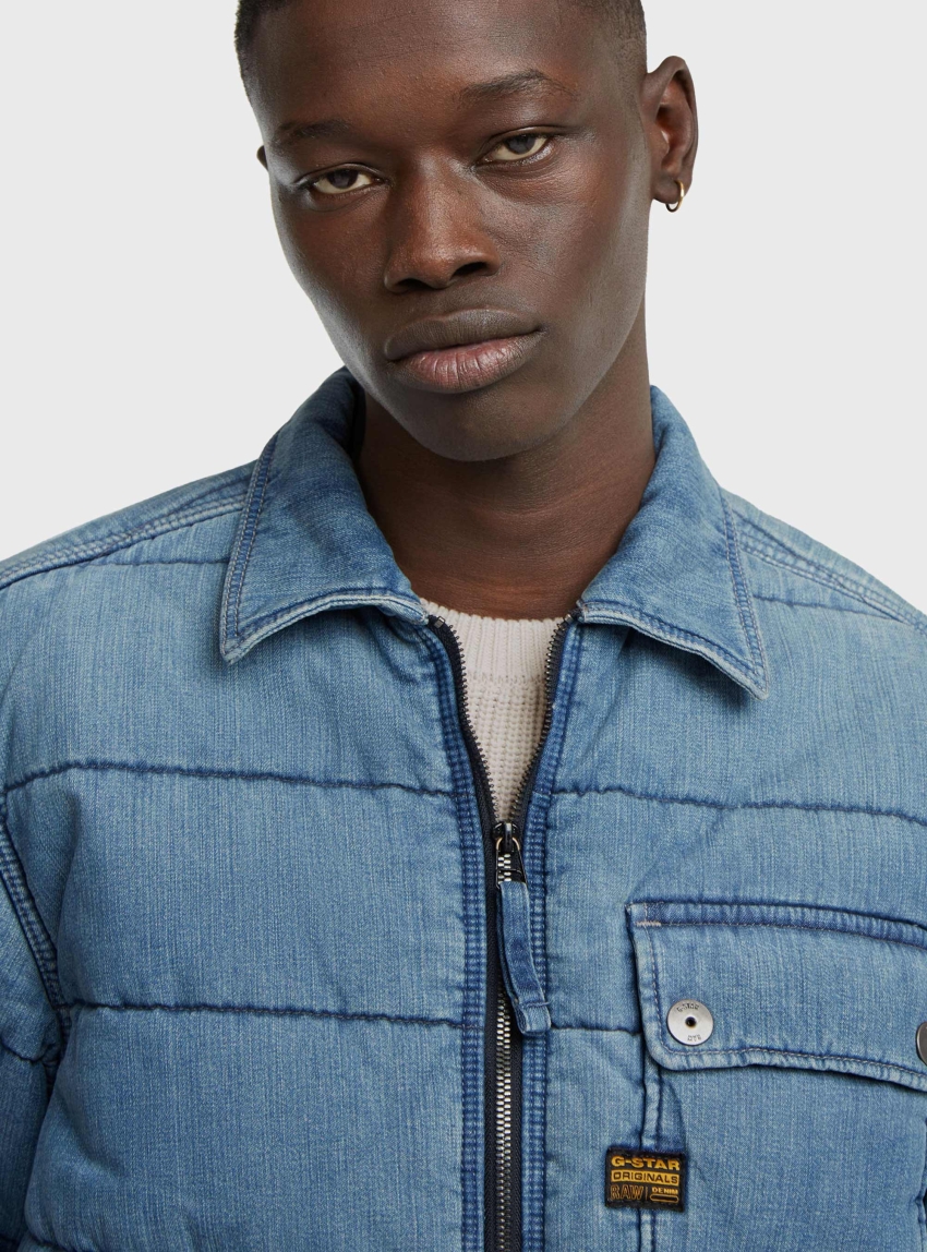 G-Star Padded Zip Bomber - Medium Aged Denim
