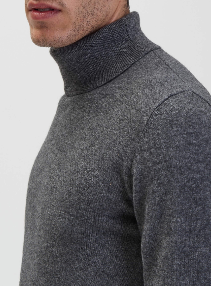 Gianni Lupo Roll Neck Knit - Grey