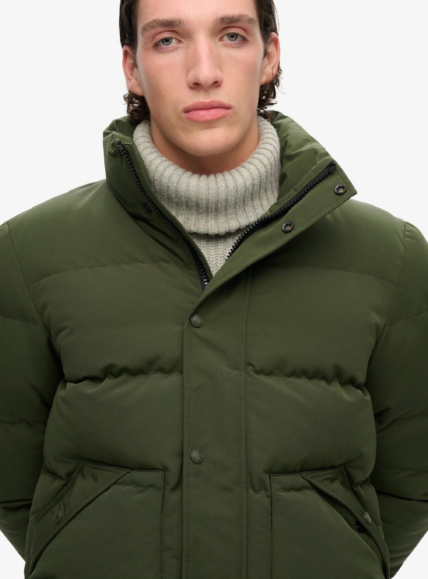 Superdry Everest Short Hooded Puffer Jacket - Olive 