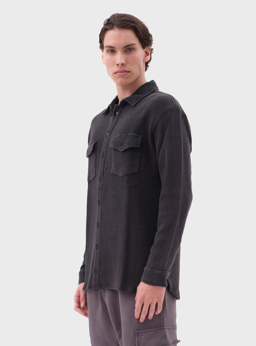 Dirty Laundry Oversized Waffle Shirt - Washed Black