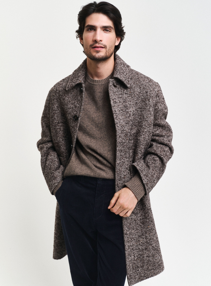 Gant Wool Blend Crew Neck Sweater - Brown
