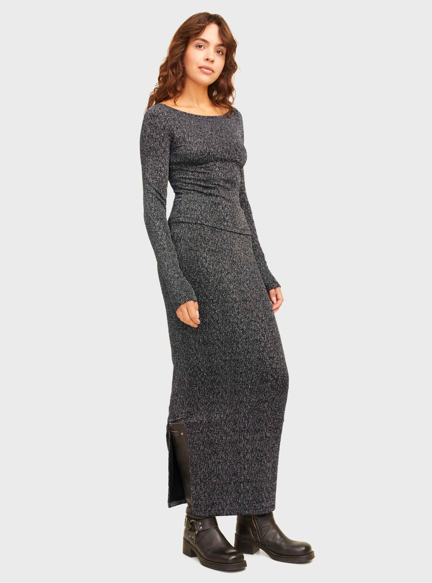JJXX Sigga Stretch Glitter Long Skirt - Silver