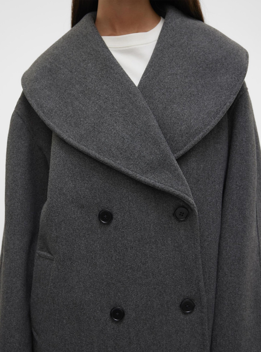 Vero Moda Londyn Coat - Dark Grey Melange
