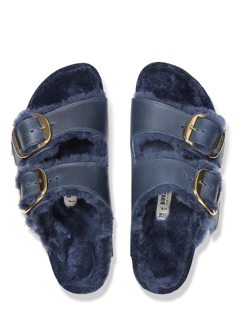 Birkenstock Arizona Big Buckle Shearling Narrow Fit  Sandals - Blue