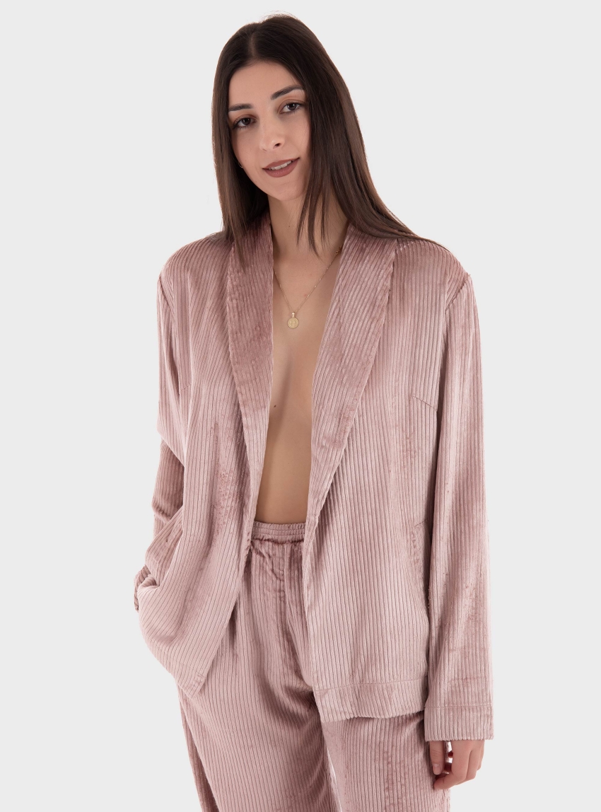 Deha Soft Viscose Corduroy Blazer - Pale Pink