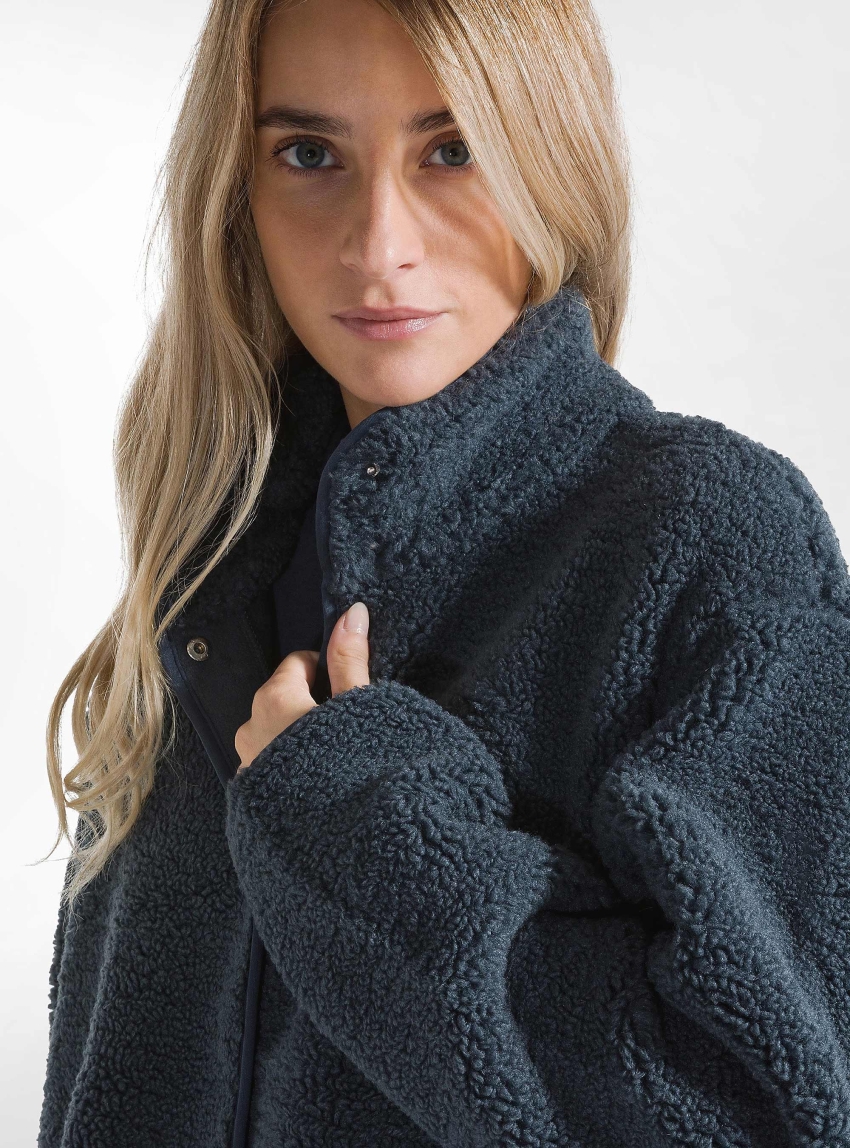 Deha Pile Lined Teddy Fleece Coat - Dark Blue