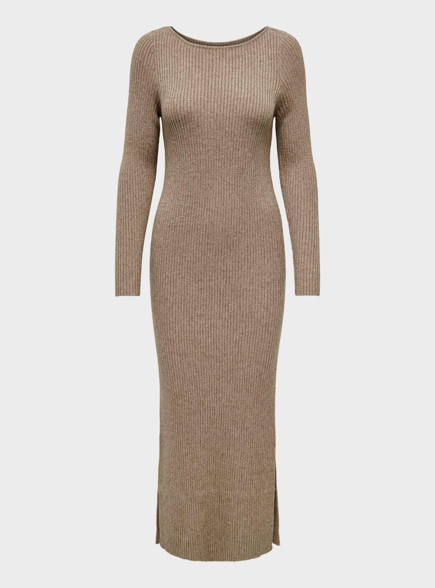 Only Katia Maxi Boatneck Knitted Dress - Beige