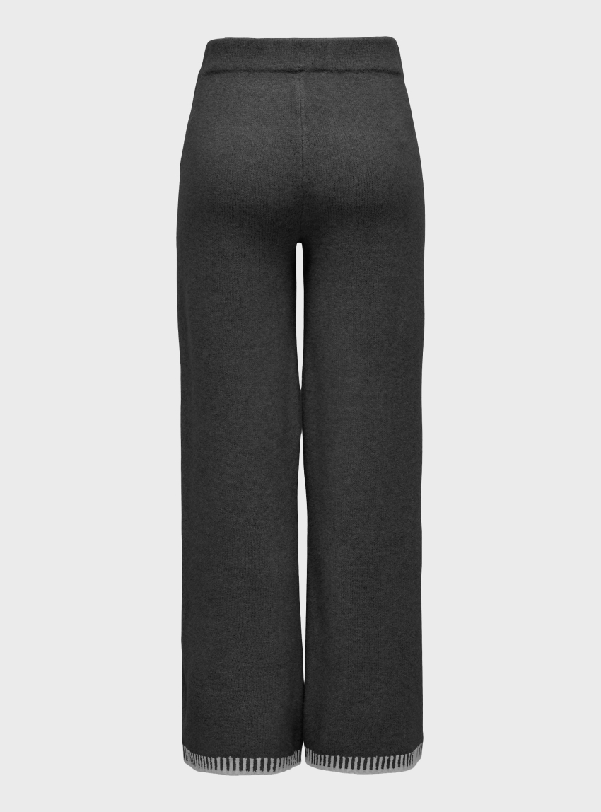 Only Silma Mid Waist Stitch Knitted Pants - Dark Grey Melange