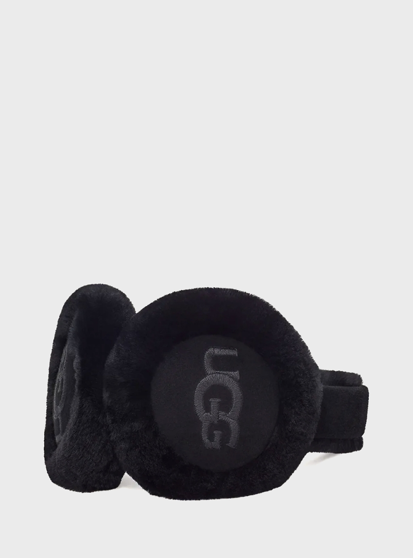 UGG Sheepskin Embroidery Earmuff - Black