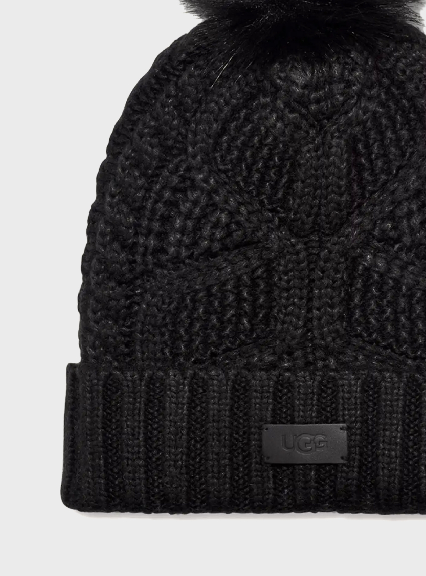 UGG Cable Pom Beanie - Black