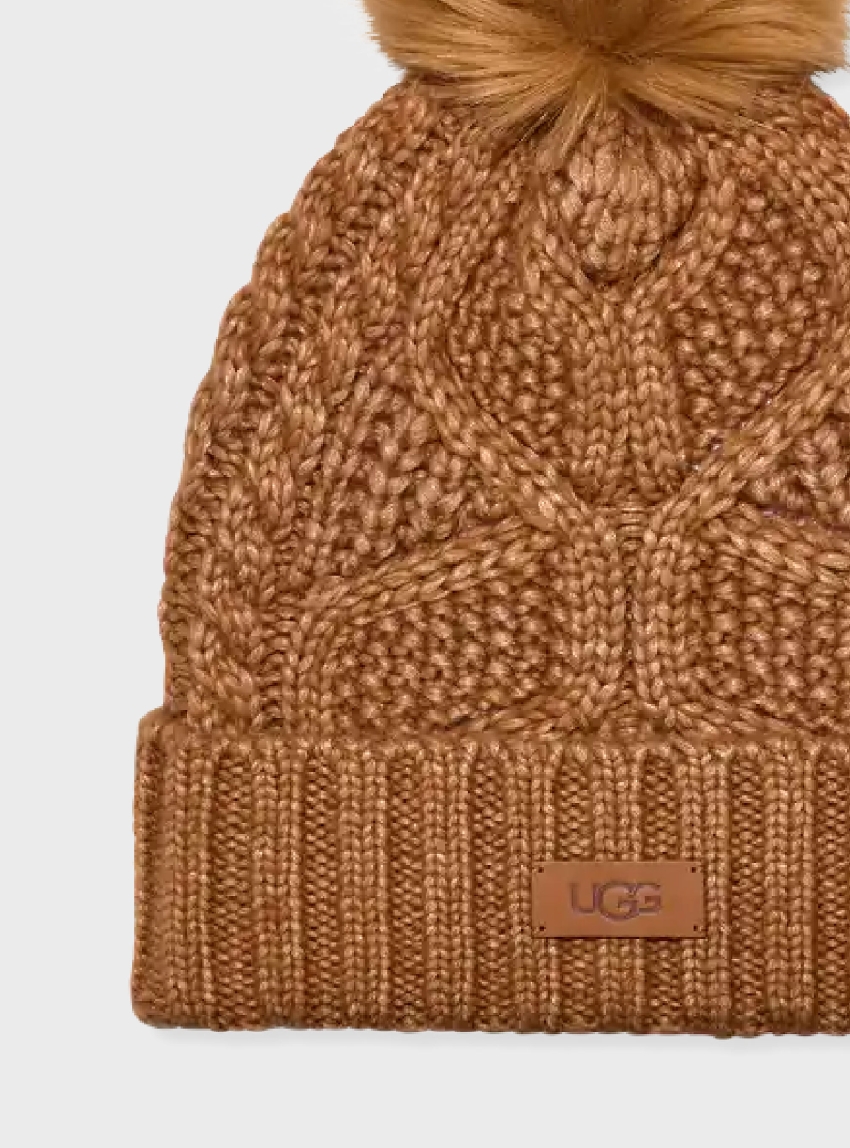 UGG Cable Pom Beanie - Chestnut