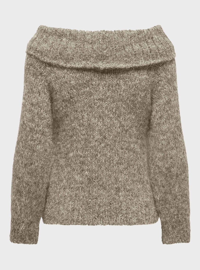 Only Marie Off Shoulder Knit - Dark Beige